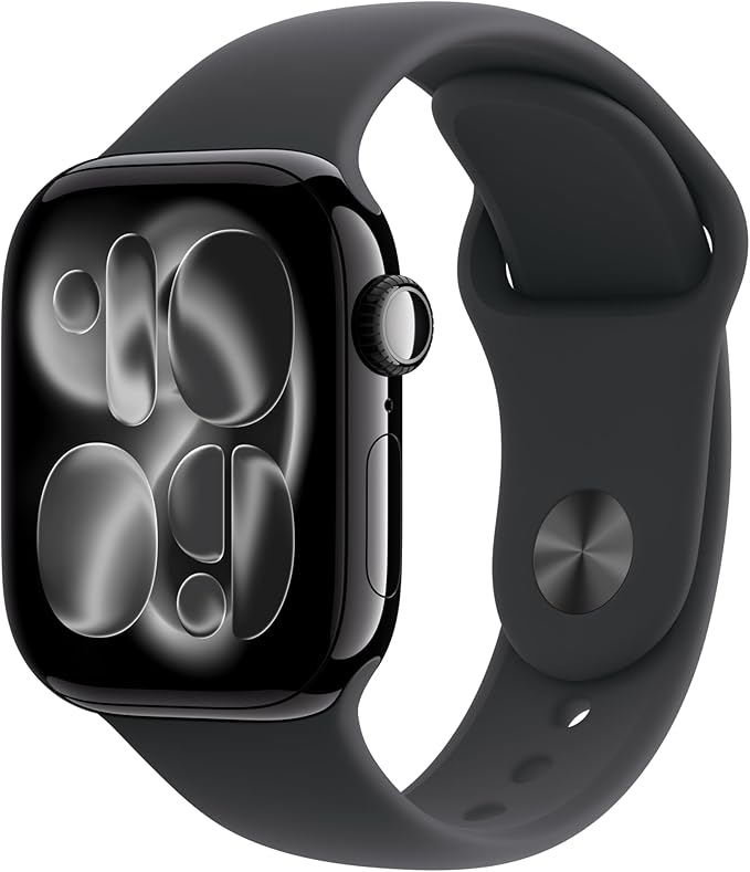 Apple Watch Series 11 [GPS 42mm] Smartwatch with Jet Black Aluminum Case with Black Sport Band - S/M. Sleep Score, Fitness Tracker, Health Monitoring, Always-On Display, Water Resistant