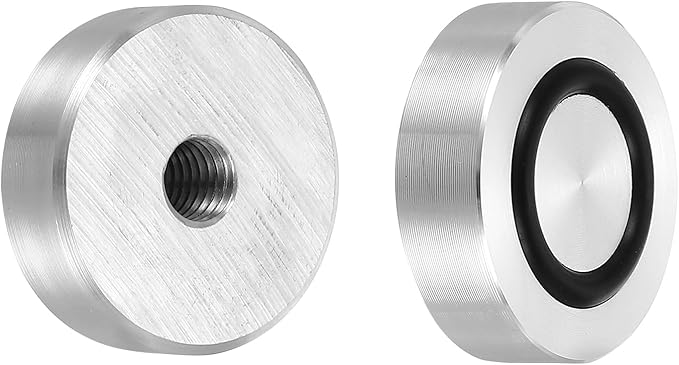 uxcell M8 Thread 30mm / 1.2" Dia 12mm Thick Aluminum Circle Disc Glass Top Adapter 4pcs Round Solid Table Feet Pad Plate Hardware with Anti-Slip Rubber Ring