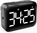 VOCOO Magnetic Kitchen Timer for Cooking with Count Up Countdown, Digital Timer Battery Powered with Large Display, 2 Brightness and Volume Levels for Classroom, Teacher, Kids (Dark Black)