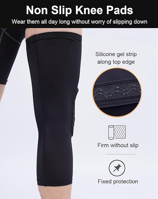 SUJAYU Basketball Knee Pads Knee Sleeves, 2 Pack Honeycomb Anti Collision Leg Compression Sleeves, Compression Knee Pads for Wrestling Football Volleyball Baseball (Small, White)
