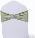 Spandex Sage Green Chair Sashes Bows 50 PCS Stretch Chair Bands with Silver Buckles Slider Universal Elastic Chairs Ties for Wedding Party Birthday Banquet Bridal Shower Engagement Events Decor