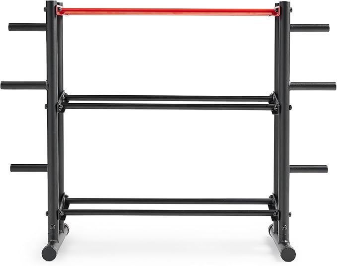 Sunny Health & Fitness Multi-Weight Storage Rack Stand for Dumbbells, Kettlebells, Olympic Weight Plates, Barbell, Medicine Ball
