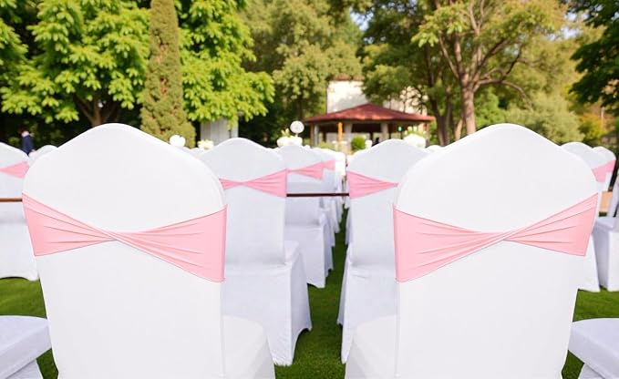 VDS Pack of 100 PCS | Dusty Rose | Spandex Chair Sashes Bows Without Buckle | Stretch Elastic Banquet Universal Folding Chair Band Tie with for Wedding Party Conference Celebration Event Decoration