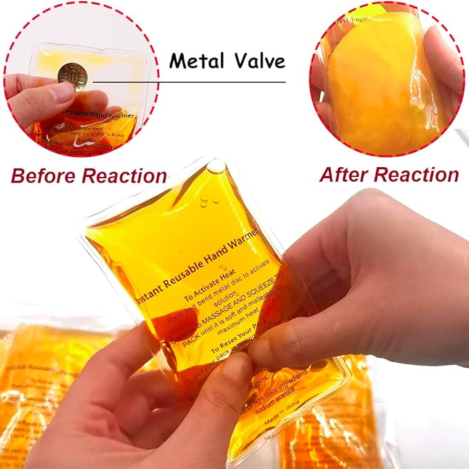Reusable Click Instant Heat Packs, Pocket Hand Warmers, Snap It Hot/Cold Gel Heating Pad for Adults & Kids, Instant Hot Pad, Hot Compress, Hand Click Gel Warmers for Body