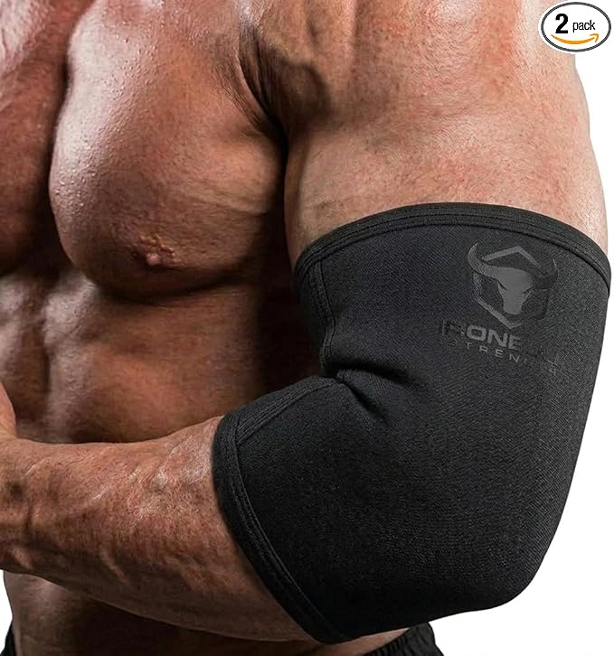 Elbow Sleeves 5mm (1 Pair) - High Performance Elbow Sleeve Support for Weightlifting, Weight Training & Powerlifting - Best Compression Straps - for Men and Women (Small, Black/Black)