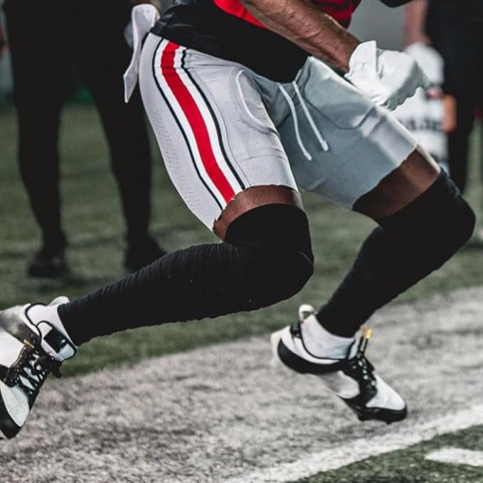 KUTFTBL Pre-Scrunched Football Leg Sleeves with Built-In Hidden Elastic Bands Performance Fabric Above or Below the Knee