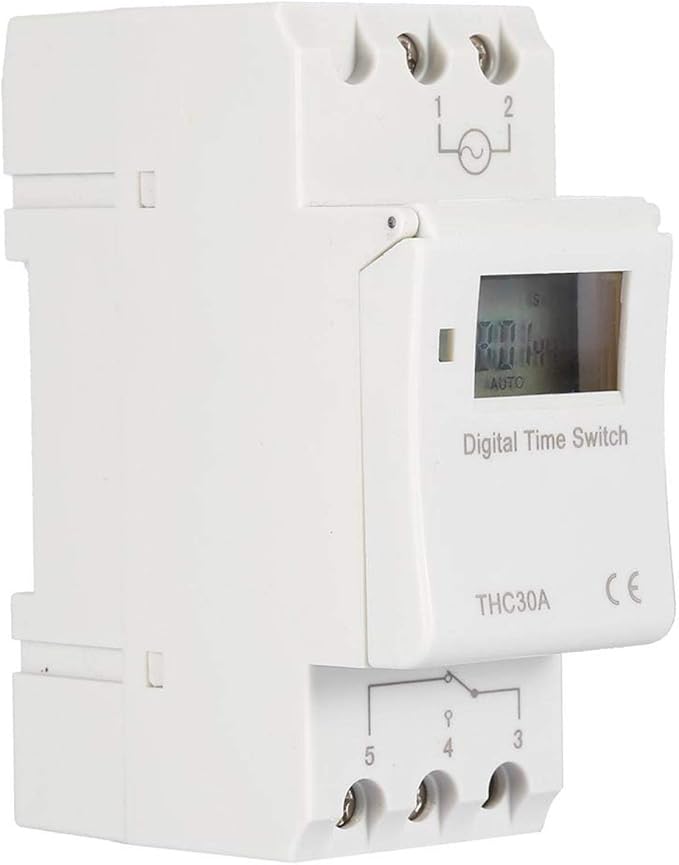 YWBL-WH DIN Rail Digital Timer Switch 30A 110V with Programmable LCD Display, Industrial-Grade Time Relay for HVAC, Lighting & Industrial Automation Control
