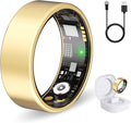 Smart Ring Health Tracker for Women & Men, Fitness Ring with Heart Rate Blood Oxygen, Sleep Monitor, Step Tracker, IP68 Waterproof Compatible with iOS & Android, No Subscription Fee (Gold, 11)