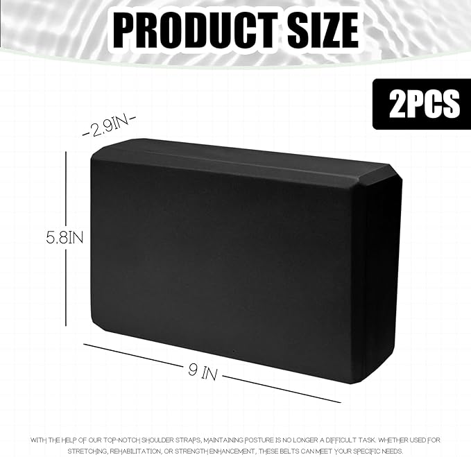 2 Pcs Yoga Blocks, 9"x6"x3" Foam Blocks Yoga Props for Pilates Stretching and Meditation Exercise Blocks Lightweight Yoga Essentials