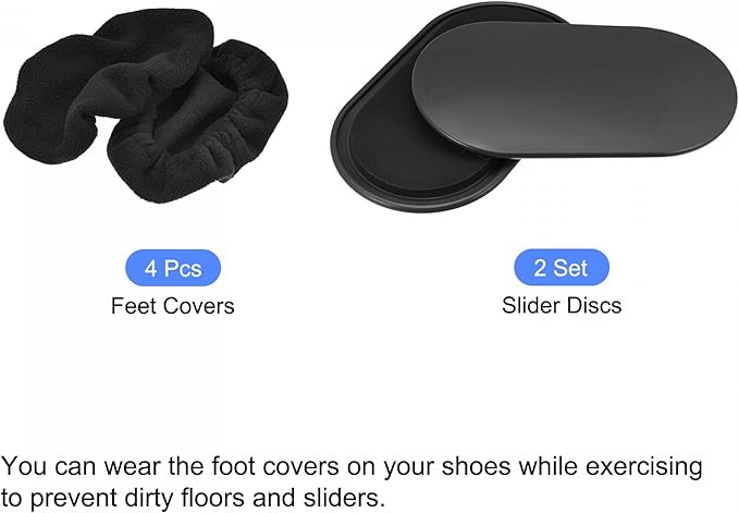uxcell Exercise Core Sliders, Oval Glider Discs with Feet Cover, Dual Sided Usage in Home Gym for Full Body Workout