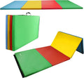 Fitvids Folding Exercise Gymnastics Mat 4'x8'x2" Gym Workout Mat with Carrying Handles High-Density Portable Fitness Aerobics Mats for Home Gym Yoga Pilates Tumbling MMA Core Training, Multiple Colors