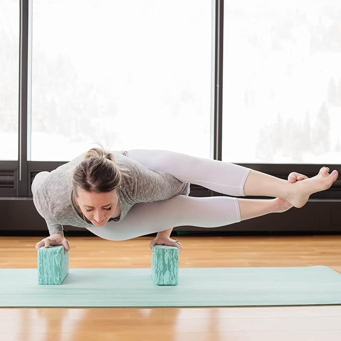 Hugger Mugger 4 in. Foam Yoga Block - Strong and Stable, Beveled Edges for Comfort, Most Favored Block Size, Helps with Alignment and Support in Many Poses