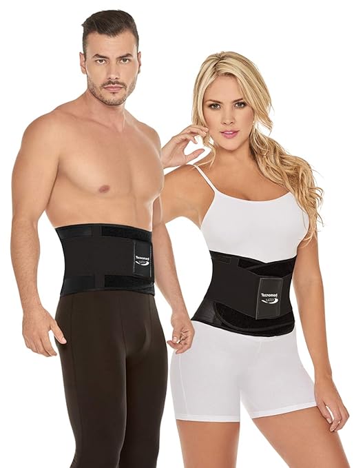 Tecnomed Back Support Belt for Men & Women - Latex Lumbar Support Back Brace for Lower Back Pain Relief, Sciatica, Herniated Disc -All Day Comfort & Support for Work, Gym and Play Black