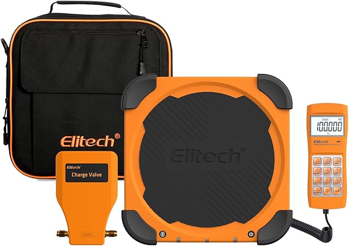 Elitech LMC-300A HVAC Refrigerant Charging Scale Freon Recovery Weighing Scale 330lbs with Auto Open/Stop Charging Valve