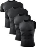 Dalavch 4 Pack Compression Shirts and Tank Tops Men Short Sleeve/Sleeveless Athletic Undershirt for Sport