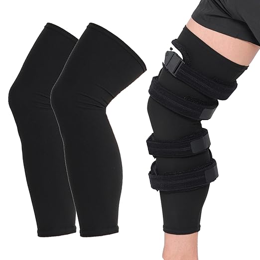 Orthomen 2 Pcs Knee Brace Undersleeve for Knee Support, Circulation Improvement & Pain Relief Knee Brace, Comfortable Knee Sleeve to Protects Skin from Abrasions and Irritations, Breathable Leg Sleeves for Men & Women (L)