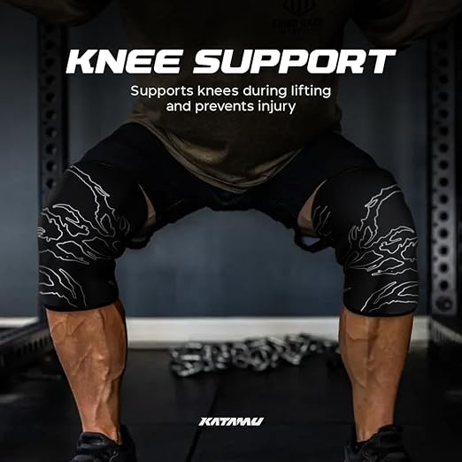 Katamu Premium Weightlifting, Powerlifting, Squats, Athletic and Fitness Knee Support Sleeve | Knee Sleeve for Men and Women | Gothic, XXL