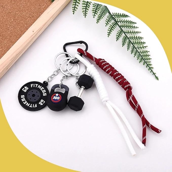 Fitness Gym Keychain Mini Dumbbell Weight Plate Sport Bottle Charm Motivational Gift for Gym Lovers Coaches Women Men