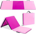 Matladin 6' Folding Tri-fold Gymnastics Gym Exercise Aerobics Mat, 6ft x 2ft x 2in PU Leather Tumbling Mats with Hook & Loop Fastener for Stretching Yoga Cheerleading Martial Arts