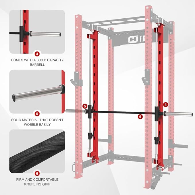 Smithe Machine Attachment for 3"x3" Power Cage Squat Rack, 2400lbs Multi-Functional Power Rack, Commercial Weight Lifting Gym Cage for Home Gym Free Weight with Attachment Set