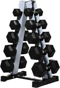 RitFit 250LB/300LB/350LB/550LB/650LB Rubber Hex Dumbbell Sets with Weights Rack, Multiple Color Choices Available, Great Gym Equipment for Home, Strength Training, Workouts