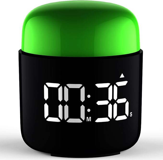 Large Display Digital Timer Stopwatch, Retro Manual Twist Table Count Down & Up Game Timer, Easy to use, Night Light Silent & Sound Timers for ADHD Study Work Kitchen Classroom Yoga Gym (Grass Green)