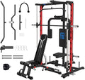 FAGUS Smith Machine Home Gym Power Cage with Pulley System, Space Saving Design Squat Rack with Full Body Strength Training Attachments, PEC Station & Fixed Cable Crossover Optional