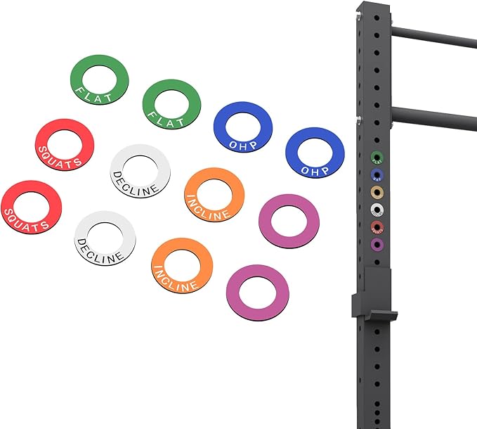 新品 Power Squat Rack Barbell Magnetic Position Markers Reminders Label for Home Gym & Garage Gyms,Squat Rack Magnets identifier Rings for Power Rack J-Cup