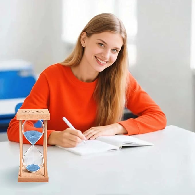 3 Minute Sand Timer, 3 Min Wood Small Hourglass Timer, Blue Sand Clock, Three Min Wooden Hour Glass for Classroom, Sandglass, Reloj De Arena Decorativo, Home, Office, Game, Gift