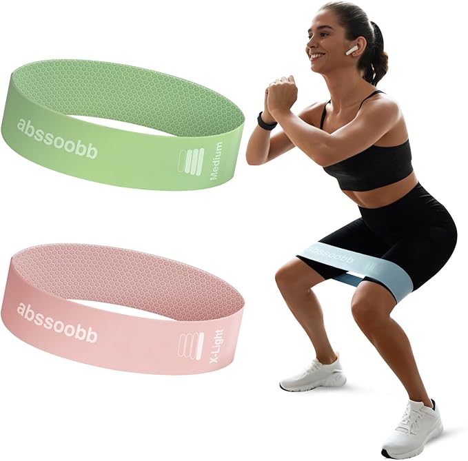 Latex Free Hypoallergenic Silicone Resistance Loop Bands - Non-Slip Glute Booty Elastic Bands for Women, Multiple Packs & Resistance Levels for Home Gym Yoga Pilates Workout & Stretching