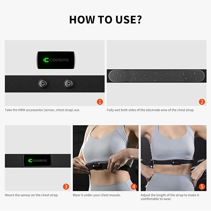 COOSPO Heart Rate Monitor Chest Strap H9Z, HRM Bluetooth 5.0 ANT+,Heart Rate Monitor Chest Sensor with Rechargeable Battery