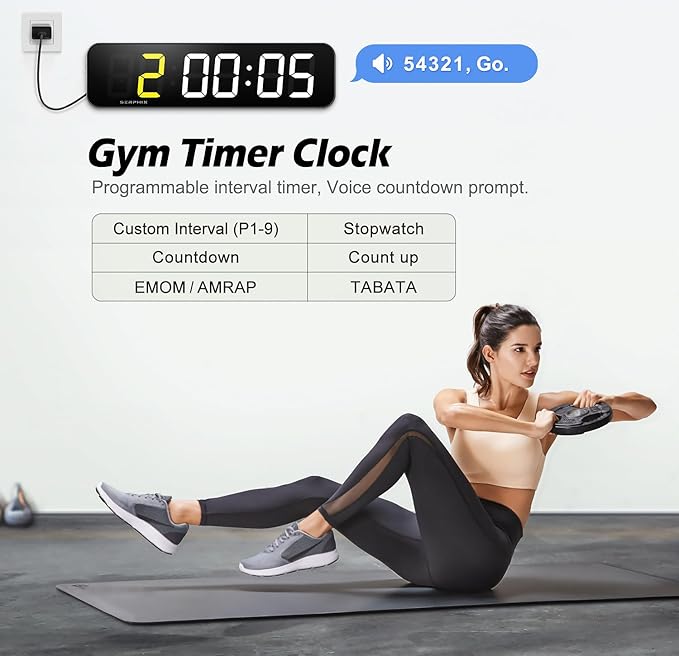 15.2" Large Digital Wall Clock with App & Remote Control, Customizable RGB Colors, 10 Alarms, Stopwatch, Countdown, Timer Clock for Home Gym Living Room Office Garage Decor