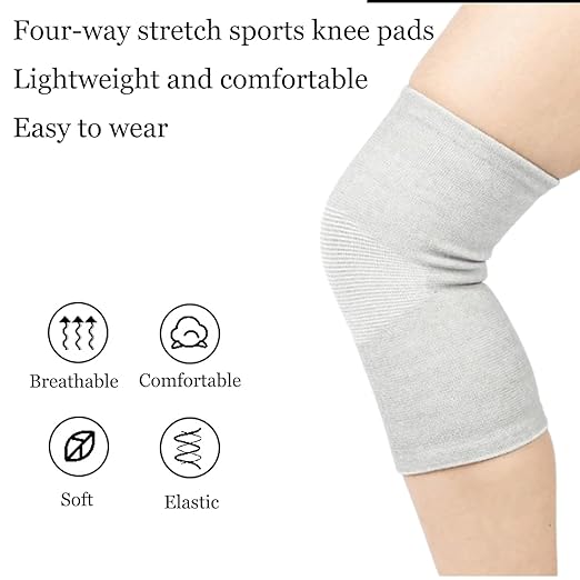 Bamboo Compression Knee Sleeve - Knee Sleeves for Women Men Knee Pain - Elastic Warm Knee Brace (Gray, X-Large)