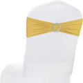 MDS Pack of 250 Spandex Chair Sashes Bows Universal fits Elastic Stretch Chair Bands Ties with Buckle Slider Bow for Wedding Decoration Spandex Slider Sashes Bow - Gold