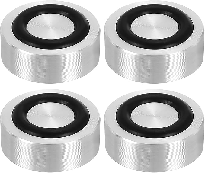 uxcell M8 Thread 20mm / 0.8" Dia 12mm Thick Aluminum Circle Disc Glass Top Adapter 4pcs Round Solid Table Feet Pad Plate Hardware with Anti-Slip Rubber Ring