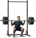 papababe Squat Rack with Pull Up Bar for Home Gym, Adjustable Power Cage with J-Hooks, 800LB Capacity Multi-Functional Bench Press Power Rack for 6FT, 7FT Barbell, Weight Lifting Rack