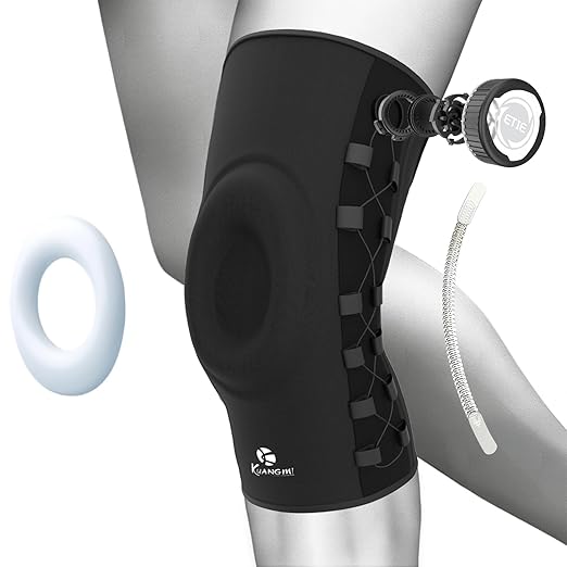 Kuangmi Knob Knee Brace, Knee Compression Sleeve with Patella Gel Pad & Side Stabilizers, Support for Sports, Workout, Pain Relief, Arthritis, Meniscus Tear(Left,X-Large,Single)