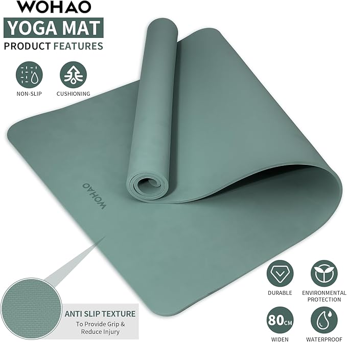Extra Wide & Thick 8mm Yoga Mat, 72"x31.5" Large Non Slip Exercise Mat, Premium POE Material for Superior Cushioning & Stability, with Strap for Home Gym, Pilates