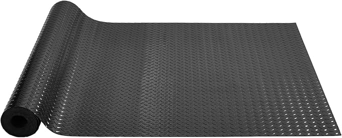 VEVOR Garage Floor Mats, 2 Rolls x 17 x 3.6 Ft PVC Garage Flooring Roll, Non-Slip Diamond Texture, 123.14 sq.ft Covering Space, Black Garage Mats for Under Cars, Garage Industry Gym