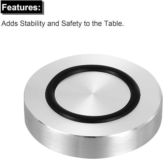 uxcell M8 Thread 45mm / 1.8" Dia 8mm Thick Aluminum Circle Disc Glass Top Adapter 4pcs Round Solid Table Feet Pad Plate Hardware with Anti-Slip Rubber Ring