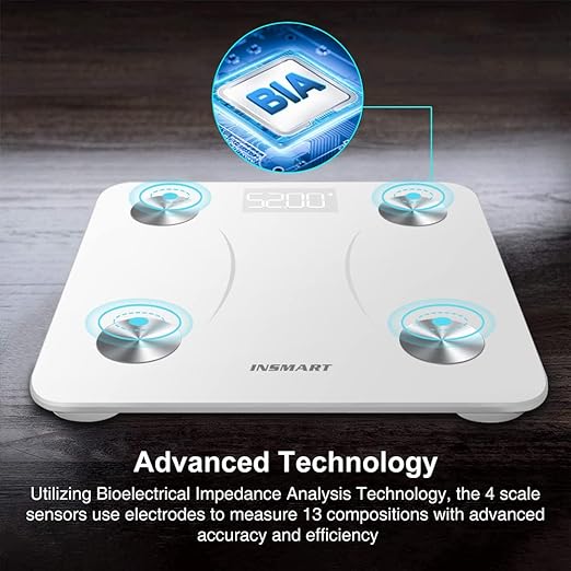 INSMART Smart Scale for Body Weight, Digital Bathroom Scale with BMI, Muscle Mass, Bluetooth Body Fat Scale,17 Body Composition Analyzer with Smart APP Sync Weight Scale, 400 lbs (White)
