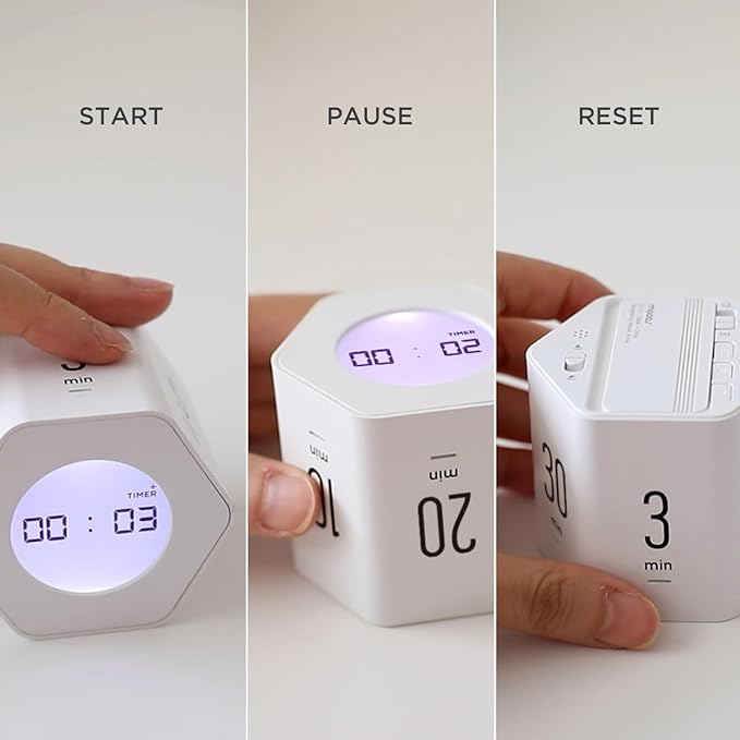 mooas Multi-Hexagon Clock Cube, Digital Clock, Pomodoro Timer, Backlit Display 12/24H Mode Count up & Countdown Timer, Rotating Various Time Presets for Classroom, Gym, Kitchen (Mint)