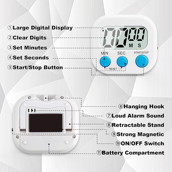 Digital Kitchen Timer, 6 Pcs Classroom Timers for Kids Teacher, Magnetic Countdown Minute Simple Timer for Cooking Study Exercise Game Baking Reading Gym Meeting Work Task Classroom (Blue/Green)