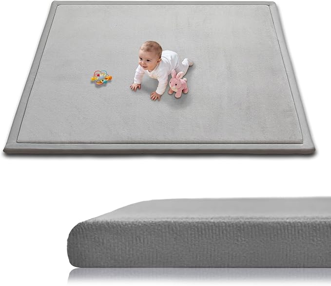 RONGFA Baby Play Mat for Floor,1.3" Thick Elasti-Foam Playpen Mat for Tummy Time, Easy Care with Non-Slip Cushioned for Infant,Kids and Toddler Crawling