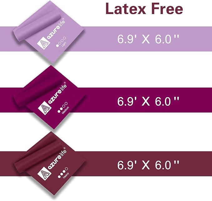 A AZURELIFE Resistance Bands,Professional Long Non-Latex Elastic Stretch Bands,Exercise Bands for Physical Therapy, Yoga, Pilates, Rehab, at-Home or The Gym Workouts, Strength Training