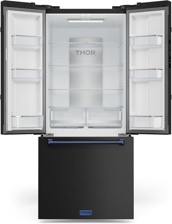 Thor Kitchen Gordon Ramsay 30 Inch 17.7 cu ft French Door Counter Depth Refrigerator with Ice Maker in Black/Navy Blue