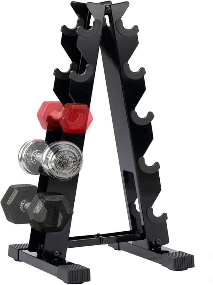 5 Tier Dumbbell Rack, Weight Rack for Home Gym - 260 LBS Capacity - Steel A-Frame Dumbbells Storage Space Saving Folds Up Design (No Dumbbells Rack Only)