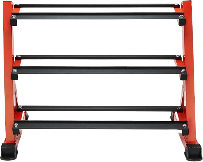 Dumbbell Rack 3 Tier Heavy Duty Weight Organizer Dumbbell Storage Stand Holder 1100lbs Capacity Quick Assembly Dumbbell Weight Storage Rack For Home Gym, Red (Rack Only)