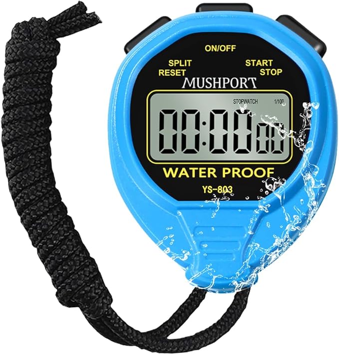 Waterproof Stopwatch Timer Only Stopwatch Mode, ON/Off Silent Large Display Simple Operation, Without Clock Date Countdown, Digital Stop Watch for Sports Coaches, Blue