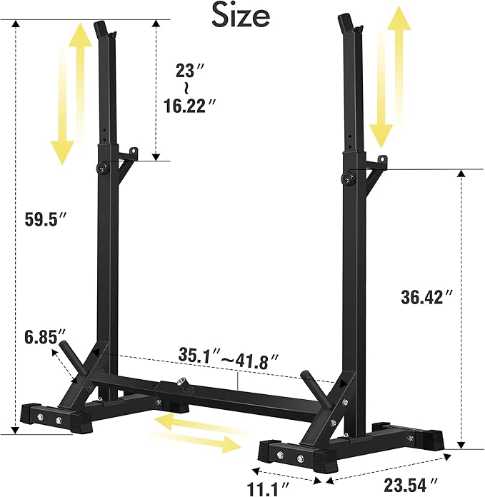CANPA Adjustable Squat Rack Stand Multi-Function Barbell Rack Weight Lifting Gym Dumbbell Racks Home Gym Bench Press Rack Dumbbell Racks Stands 600Lbs